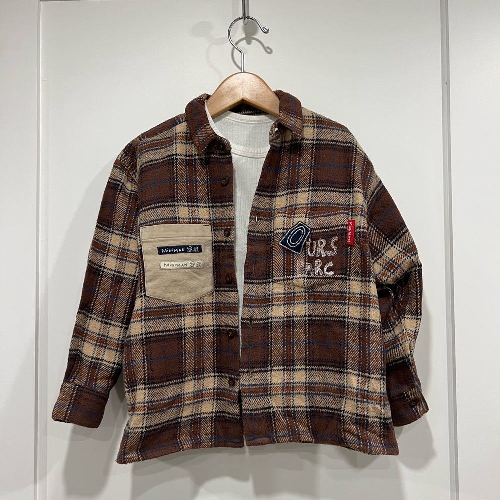 Mini Man, thick flannel shirt